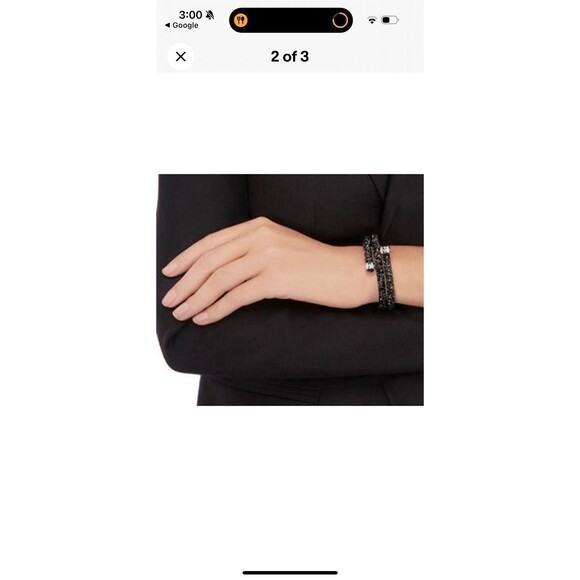 Swarovski Crystaldust Double Bangle Bracelet in black Memory Wire - Picture 2 of 16